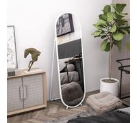 HOMCOM Oval Full Length Mirror With Metal Frame Hanging Or Leaning White | TJ Hughes