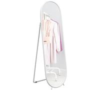 HOMCOM Oval Full Length Mirror with Metal Frame Hanging or Leaning White