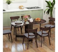 HOMCOM Oval Kitchen Table for Dining Room, Small Space Chocolate Wood Effect, Brown