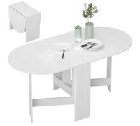 Homcom Oval Kitchen Table For Dining Room, Small Spaces, Ash Wood-Effect In White White