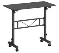 HOMCOM Overbed Table Adjustable Height Sofa Side Table with Wheels 80 x 40 cm Black