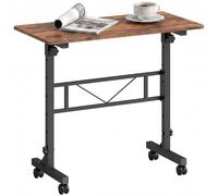 HOMCOM Overbed Table Adjustable Height with Steel Frame Rustic Brown