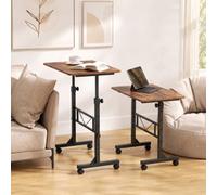 Homcom Overbed Table Adjustable Height With Steel Frame Rustic Brown