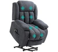 HOMCOM Oversized Riser and Recliner Chairs for the Elderly with 8 Vibration Massage, Large Fabric Upholstered Lift Chair for Living Room with Remote Control, Side Pocket, Footrest, Dark Grey Dark Grey