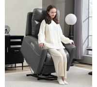 HOMCOM Overstuffed Riser and Reclining Chair with USB Ports, Remote, Grey