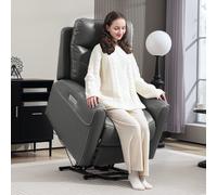Portland Grey Overstuffed Riser and Recliner Chair with USB Ports - Size: Single - Wilko