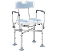 HOMCOM Shower Chair with Hygiene Cut-Out Seat and Reinforced Crossbars, Height Adjustable Padded Bath Chair with Non-slip Feet for Elderly Seniors Disabled Handicap, Tool-Free Assembly, Light Blue