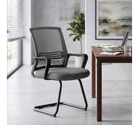 Homcom Padded Meeting Office Chair With Sled Base, No Wheels, Dark Grey Dark Grey