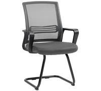 Homcom Padded Meeting Office Chair With Sled Base, No Wheels, Dark Grey Dark Grey