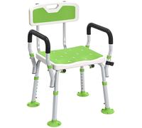 Homcom Padded Shower Stool With Arms And Back, 4 Suction Foot Pads, Green