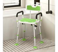 HOMCOM Padded Shower Stool with Arms & Back, 4 Suction Foot Pads, Green HOMCOM Green