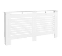 Homcom Painted Radiator Cover Wooden Cabinet Shelving Display Horizontal Slats In White White