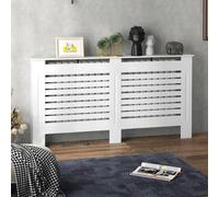 Homcom Painted Radiator Cover Wooden Cabinet Shelving Display Horizontal Slats In White White One Size