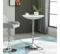 HOMCOM Modern Round Bar Table Adjustable Height Home Pub Bistro Desk Swivel Painted Top with Silver Steel Leg and Base, White Aosom UK