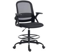 HOMCOM Painting Chair, Mesh Computer Desk Chair with Flip-up Armrests, Black