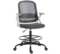 HOMCOM Painting Chair, Mesh Computer Desk Chair with Flip-up Armrests, Grey