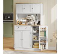HOMCOM Pantry Storage Cabinet with Adjustable Shelves & 4 Door Racks in White HOMCOM White