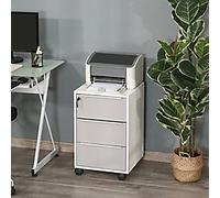 HOMCOM Particle Board Cabinet 3 Drawers Lockable 400 x 400 x 635 mm Grey, White