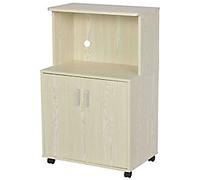 HOMCOM Particle Board Rolling Kitchen Microwave Cabinet Oak