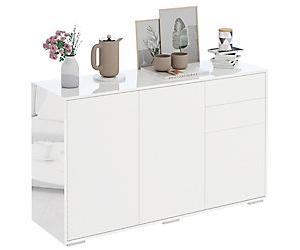 HOMCOM Particle Board Side Cabinet 2 Drawers 1,170 x 360 x 740 mm White