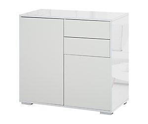 HOMCOM Particle Board Side Cabinet 2 Drawers 790 x 360 x 740 mm White
