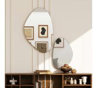 HOMCOM Pebble-Shaped Decorative Mirror, Set of 2 Wall Mirror - Wall Mirror - Black - Not applicable