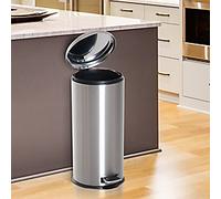 HOMCOM Pedal Bin 30 L Black, Silver Polypropylene, Stainless Steel