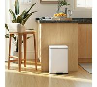 HOMCOM Cream Pedal Bin with Removable Inner Bucket and Soft-Close Lid 20L - Wilko