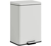 HOMCOM 20L Kitchen Bin Soft-Close Lid Metal Pedal Bin Cream