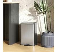 HOMCOM Pedal Bin with Soft-Close Lid, 20L Kitchen Bin for Home - Silver Tone - 34.2L x 30.6W x 44.2H cm - Stainless Steel, PP