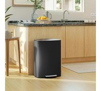 Homcom Pedal Bin With Soft-Close Lid, 50L Kitchen Bin With Carry Handle In Black Black Large