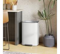 Homcom Pedal Bin With Soft-Close Lid, 50L Kitchen Bin With Carry Handle Cream
