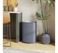 HOMCOM Pedal Bin with Soft-Close Lid, 50L Kitchen Bin with Carry Handle - Grey - 45.1L x 36.5W x 62.6H cm - Stainless Steel, Metal, PP