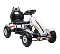 Premium Kids Pedal Go Kart - Adjustable Seat, Inflatable Tyres, Handbrake - Whit