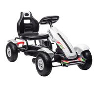 Premium Kids Pedal Go Kart - Adjustable Seat, Inflatable Tyres, Handbrake - Whit