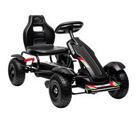 HOMCOM Pedal Go Kart, Kids Ride On Racer with Adjustable Seat, Inflatable Rubber Tyres, Handbrake for Ages 5-12 Years - Black