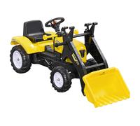 HOMCOM Pedal Go Kart Ride On Excavator W/ Front Loader Digger Four Wheels Child Toy, for 3 Years Old Yellow