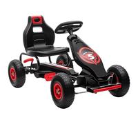 HOMCOM Children Pedal Go Kart, Raving Go Kart with Adjustable Seat, Inflatable Tyres, Shock Aborb, Handbrake, for Ages 5-12 Years - Red