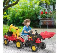 HOMCOM Pedal Powered Tractor Ride-On Car w/ Moving Bucket Steering Wheel 3-6 Yrs