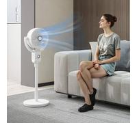 HOMCOM 10" Pedestal Fan, 70°+90° Oscillating Air Circulation Fan with 3 Speeds, Dense Mesh, Easy Assembly, for Home Office, Bedroom, White