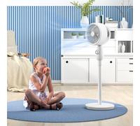 HOMCOM Pedestal Fan for Bedroom, Powerful Air Circulator with 3 Speed, White, White