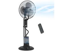 HOMCOM Pedestal Fan with Water Mist Spray, Spray Misting Fan with 70° Oscillation, Tilt Head, 3 Speeds, 3 Modes, Adjustable Mist, 3.2L Water Tank, for Home, 120 cm Black