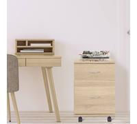 Homcom Pedestal Office Mobile File Cabinet 2 Drawer Wooden Storage Box W/ Wheels In Light Brown Light Brown One Size