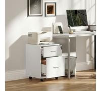 Homcom Pedestal Office Mobile Filing Cabinet 2 Drawer White, White