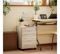 Homcom Pedestal Office Mobile Filing Cabinet 2 Drawer Wooden Storage Oak In Light Brown Light Brown