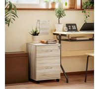 Homcom Pedestal Office Mobile Filing Cabinet 2 Drawer Wooden Storage Oak In Light Brown Light Brown One Size