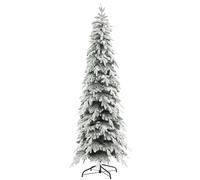 HOMCOM Pencil Christmas Tree, 7ft Artificial Christmas Tree, Snow Flocked Xmas Tree with Downswept Branches and 800 Tips, for Home, Green Aosom UK