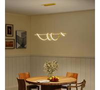 HOMCOM Pendant Light, Ceiling Light with 3 Colour Temperatures - 120L x 20W x 155H cm - Gold, Translucent - 1