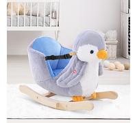 HOMCOM Children Kids Animal Rocking Horse Penguin Plush Musical Button 32 Songs Kid Rocker for 18+ Months