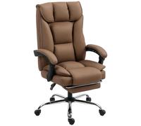 Homcom Pet-friendly Leather Recliner Computer Chair With Footrest, Brown, Brown